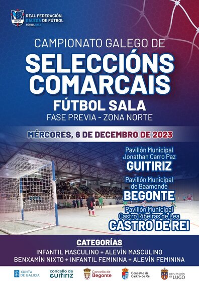 Campionato Galego de Seleccións Comarcais de fútbol sala fase previa da zona norte que se xoga en Guitiriz, Begonte e Castro de Rei